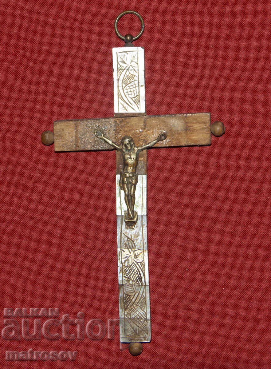 Стар кръст, разпятие седеф метал