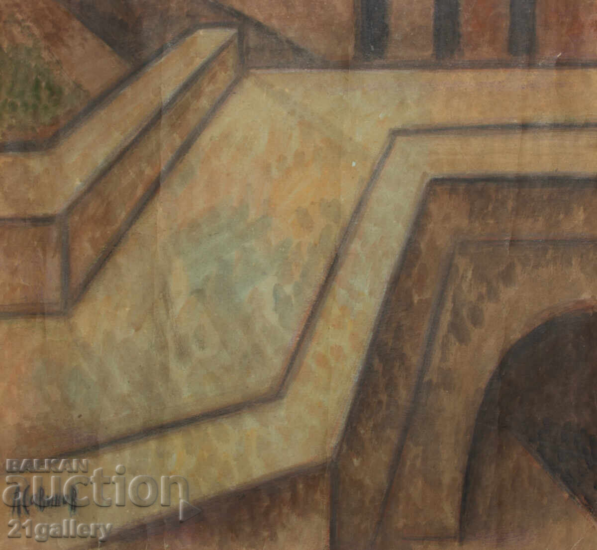 Lubomir Savinov (1941-) Peisaj urban - acuarelă cu preț 1500.00 BGN | € 766.94