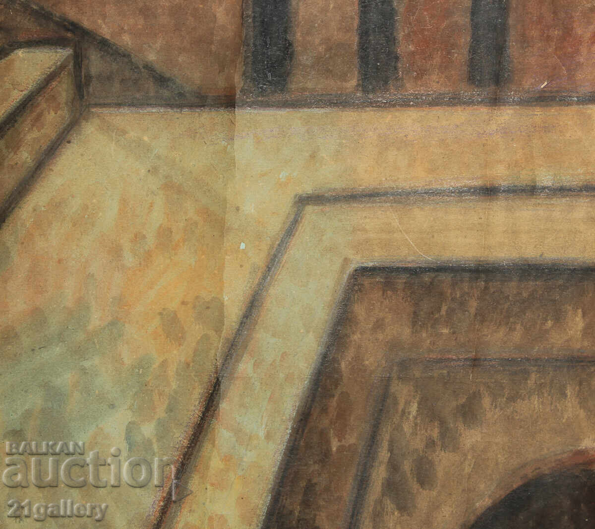 Lubomir Savinov (1941-) Peisaj urban - acuarelă - 7