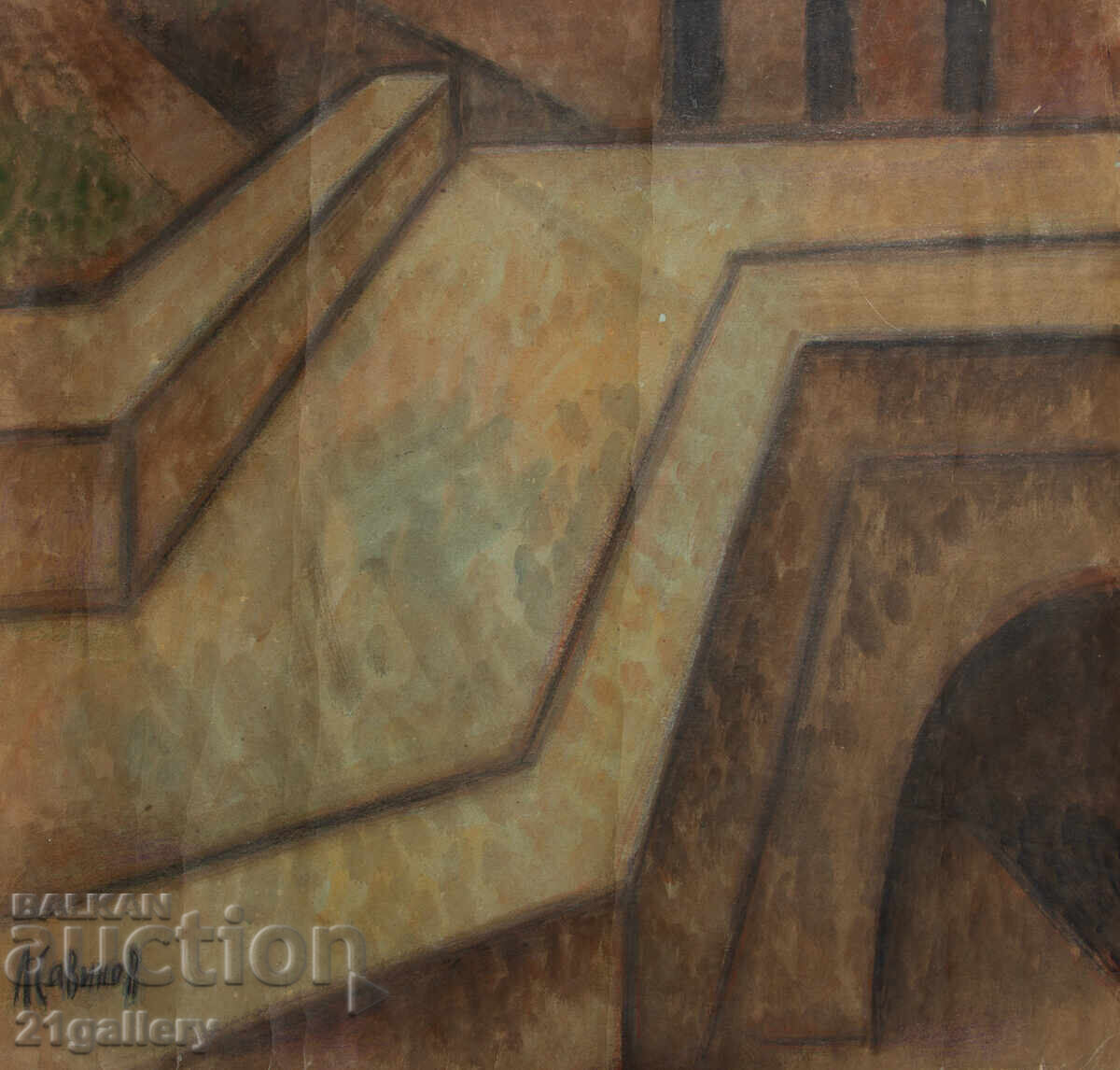 Lubomir Savinov (1941-) Peisaj urban - acuarelă