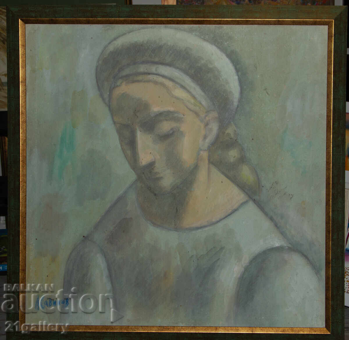 Lyubomir Savinov (1941-) Female Portrait with price 2200.00 BGN | € 1124.84