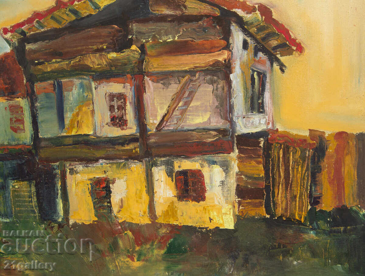 Delivery of Old oil painting, rural landscape