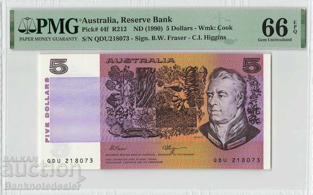 Αυστραλία 5 Δολάρια 1990 Pick 44f PMG Gem UNC 66 EPQ Αυστραλία 5 Δολάρια 1990 Pick 44f PMG Gem UNC 66 EPQ