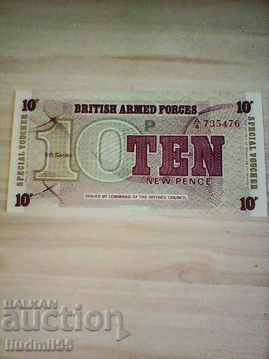 Military Banknote - United Kingdom - 10 Pence UNC | 1972