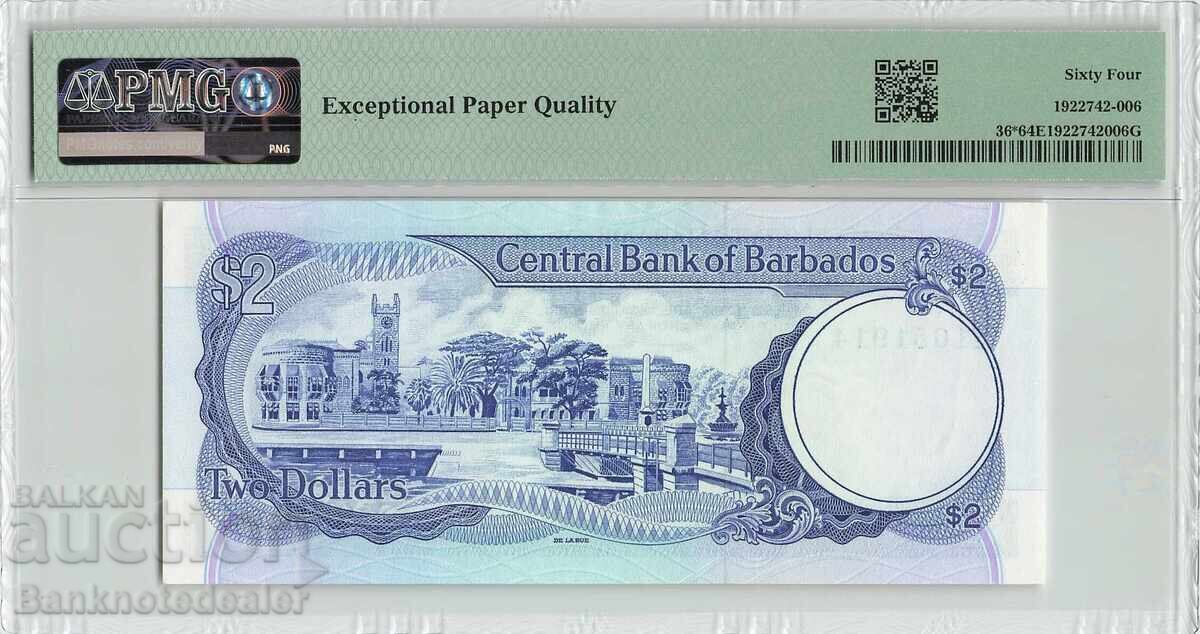 Barbados 2 Dollars 1986 Replacement Pick 36 PMG Choice UNC 6 with price 225.00 BGN | € 115.04