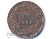 Austro-Ungaria - 5/10 kreĭtser 1885 - aUNC