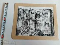 TABLOU VECHI DESEN PEISAJ CASĂ VECHE