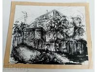 TABLOU VECHI DESEN PEISAJ CASĂ VECHE