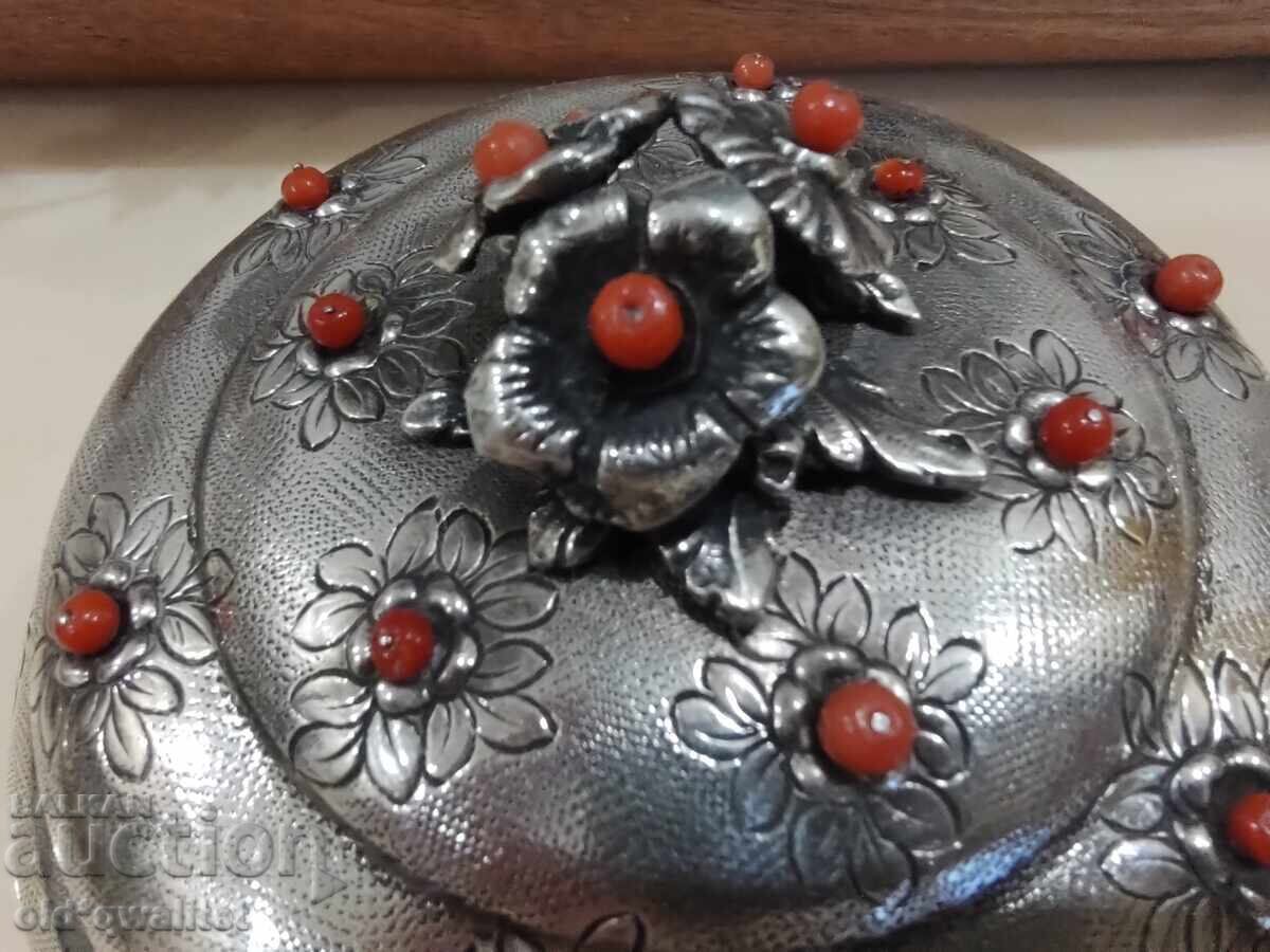 ♛ Cutie de bijuterii - argint, decorativă, Argint și Corali - 5