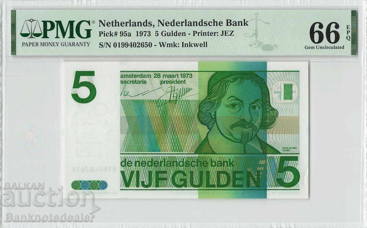 Netherlands 5 Gulden 1973 Pick 95a PMG Gem UNC 66 EPQ