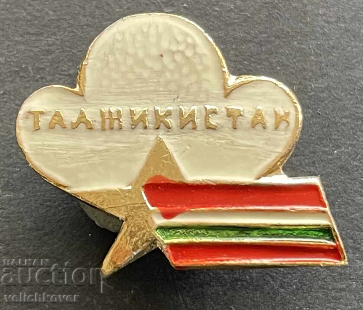 41701 SSSR σήμα με σημαία του Τατζικιστάν και σύμβολο βαμβακιού της χώρας