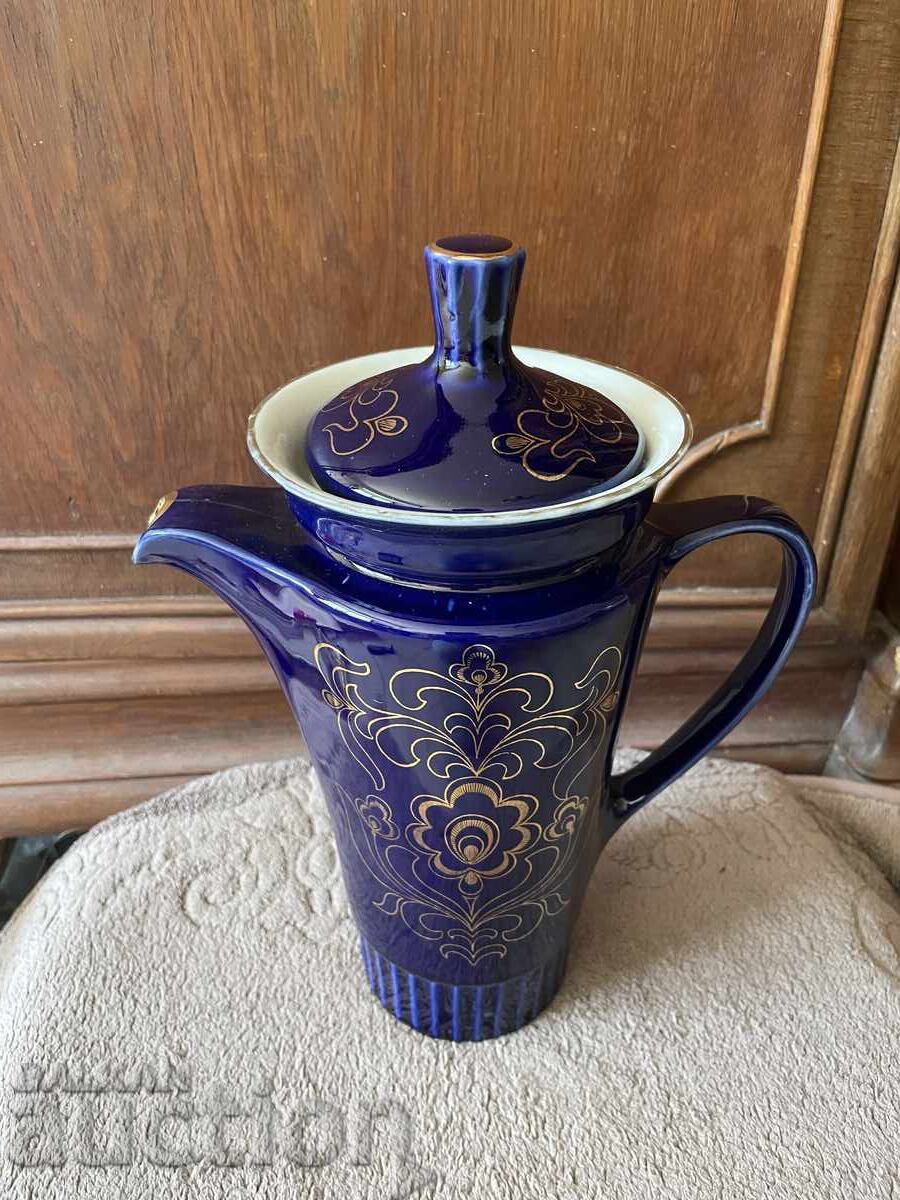 Kettle with lid - Gzhel, cobalt, USSR