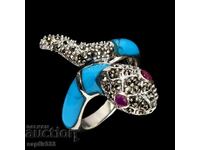 INEL LUXOS ELEGANȚ COBRĂ TURCOAZ NATURAL ȘI RUBINE