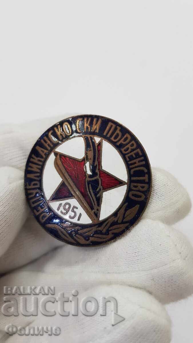 Delivery of Very rare sign, badge - ski, Republican - 1951