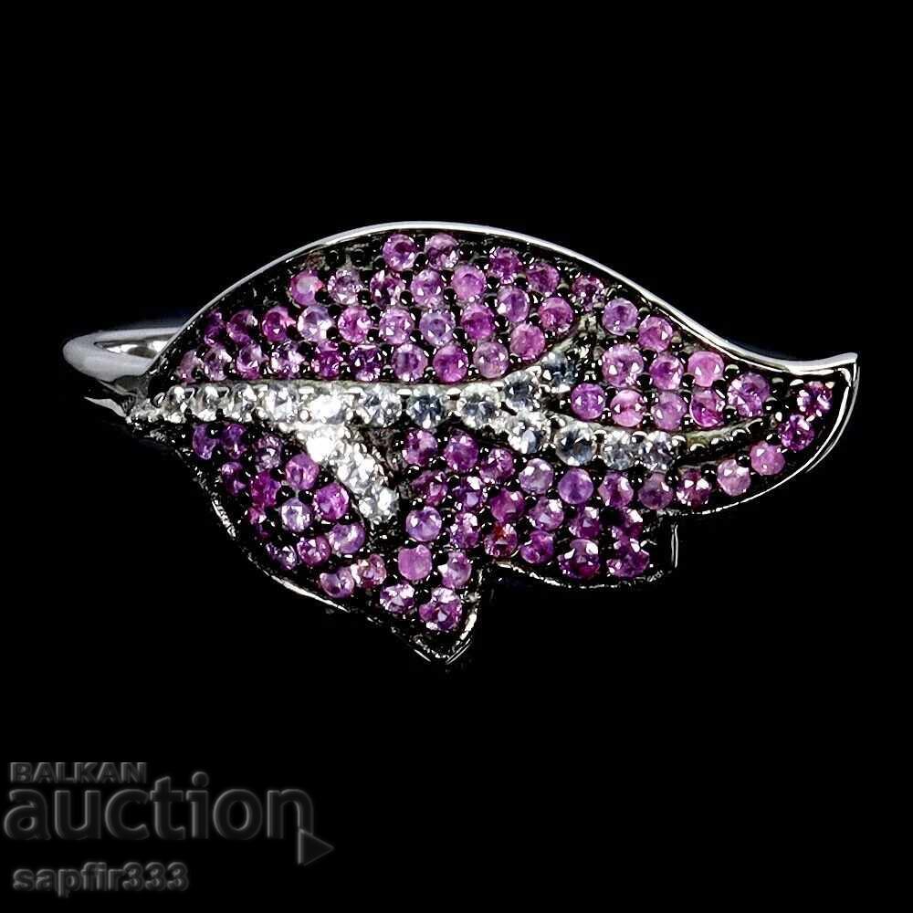 Designer Ring "Leaf" with Natural Rubies and Topazes Designer Ring "Leaf" with Natural Rubies and Topazes