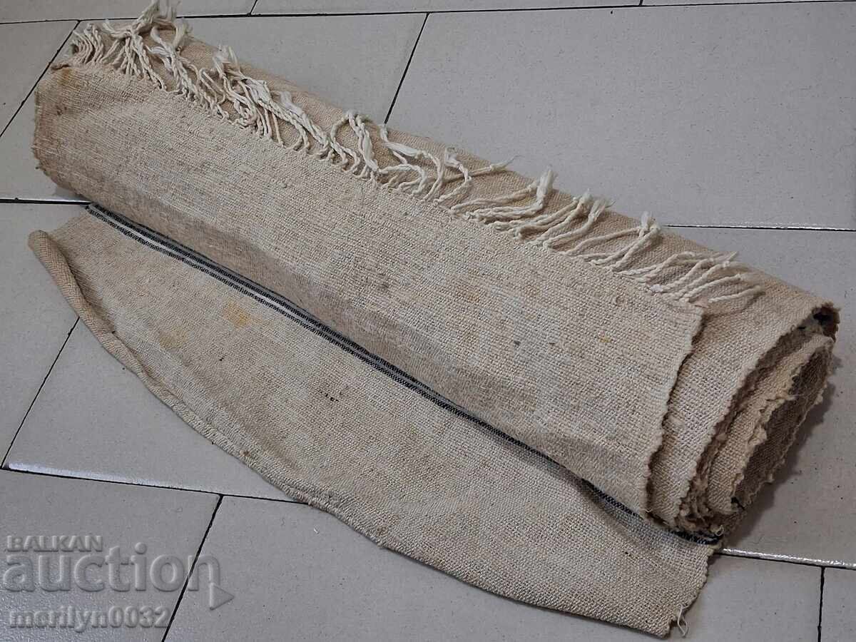 Old hand-woven hemp canvas fabric runner rug with price 75.00 BGN | € 38.35