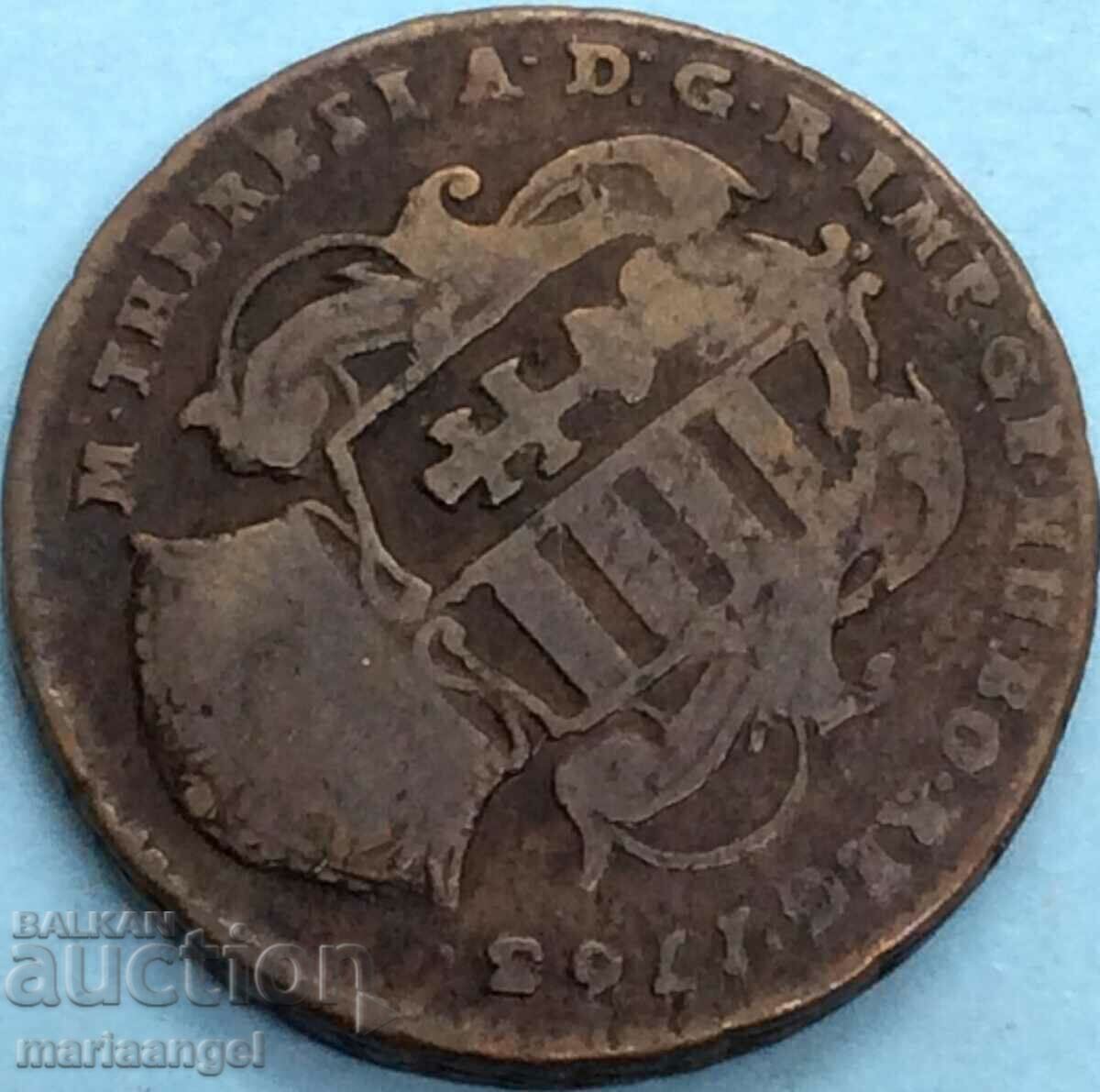 Hungary 1 Denar 1763 Austria Maria Theresa Austria RARE! - 6