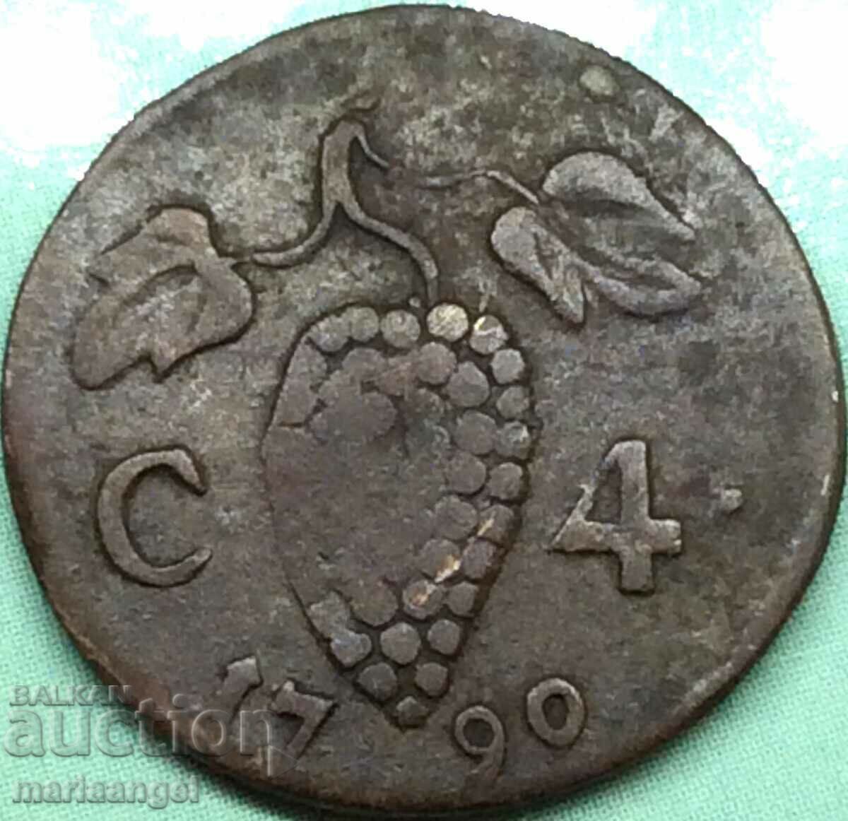 Delivery of Naples 4 cavali (canes) 1790 Italy Grapes - rare Delivery of Naples 4 cavali (canes) 1790 Italy Grapes - rare