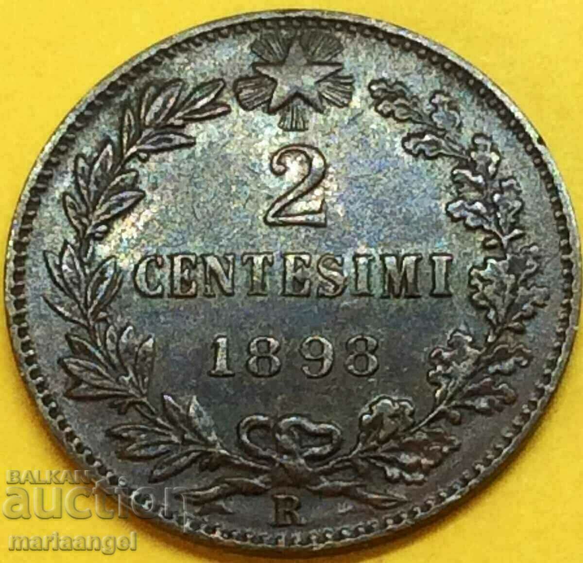 Παράδοση 2 Centesimi 1898 Ιταλία Βασιλιάς Umberto I