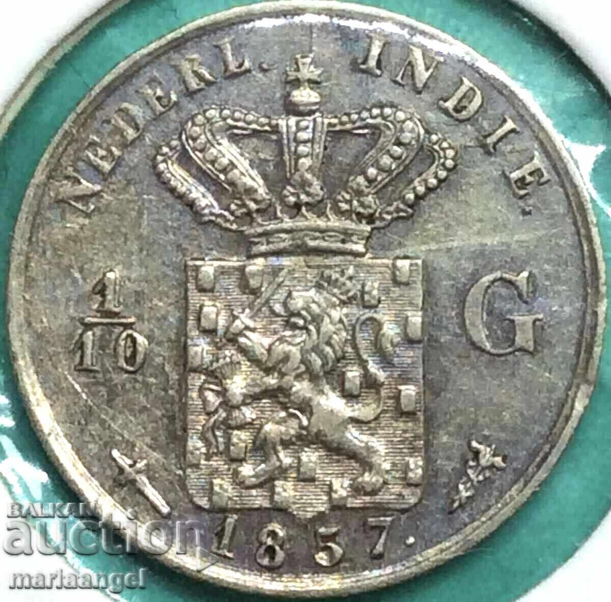 Δημοπρασία Ολλανδικές Ινδίες 1/10 Gulden 1857 Ασημένιο