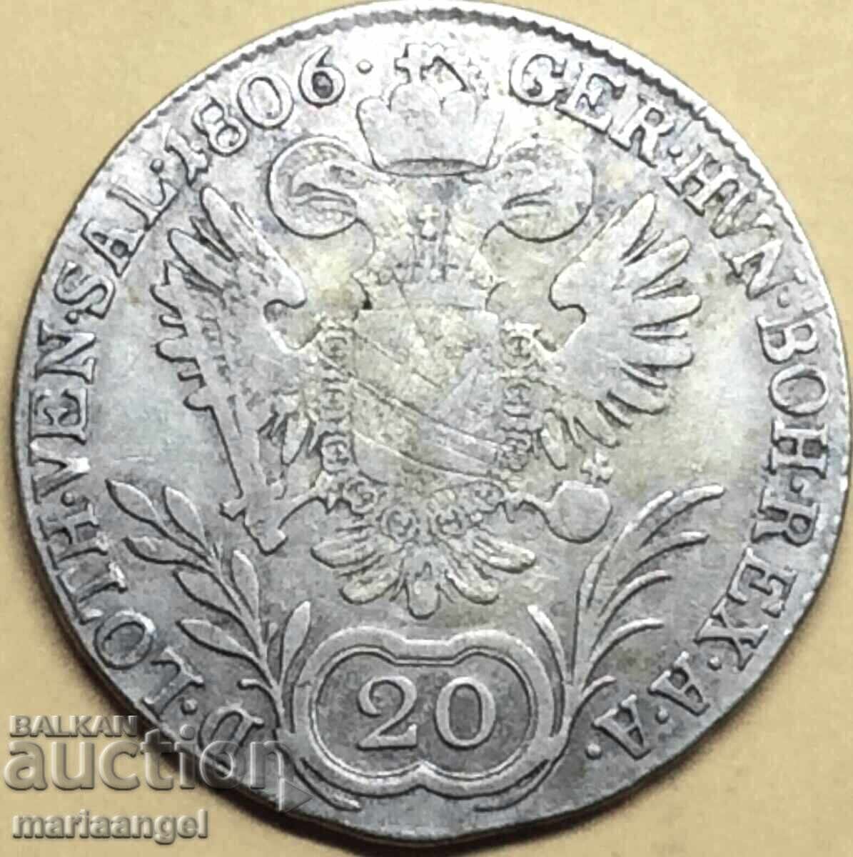 Παράδοση 20 Kreuzer 1806 Αυστρία Β - Kremnitz Franz αργυρό Παράδοση 20 Kreuzer 1806 Αυστρία Β - Kremnitz Franz αργυρό