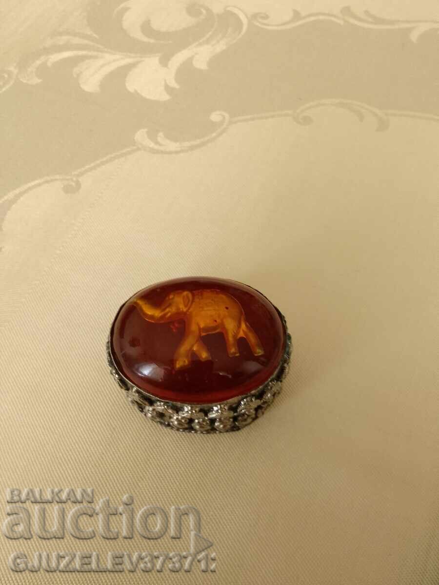 Cutie vintage argintată cu rășină pentru pastile - 6