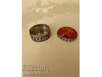 Cutie vintage argintată cu rășină pentru pastile