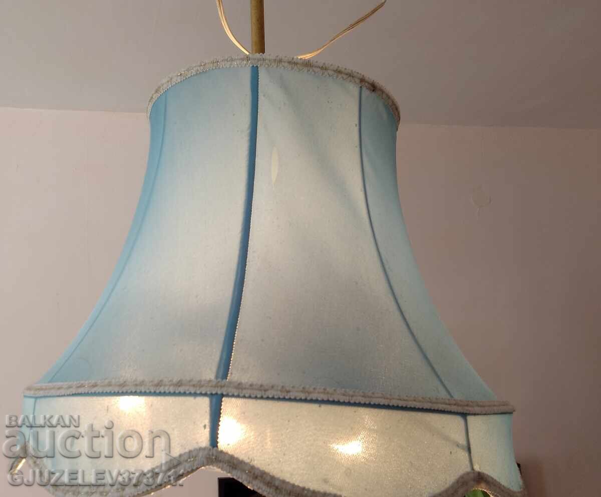 Vintage λάμπα, πολυέλαιος από ορείχαλκο και ύφασμα - 5