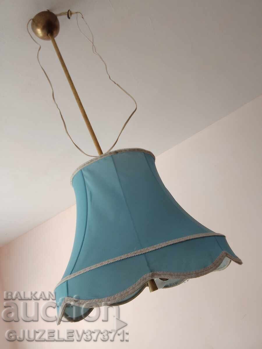 Vintage λάμπα, πολυέλαιος από ορείχαλκο και ύφασμα