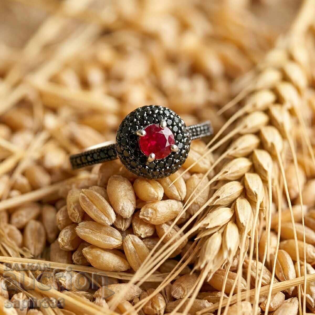 Livrarea INEL UNIC CU RUBIN NATURAL ȘI SPINELE NEGRE Livrarea INEL UNIC CU RUBIN NATURAL ȘI SPINELE NEGRE