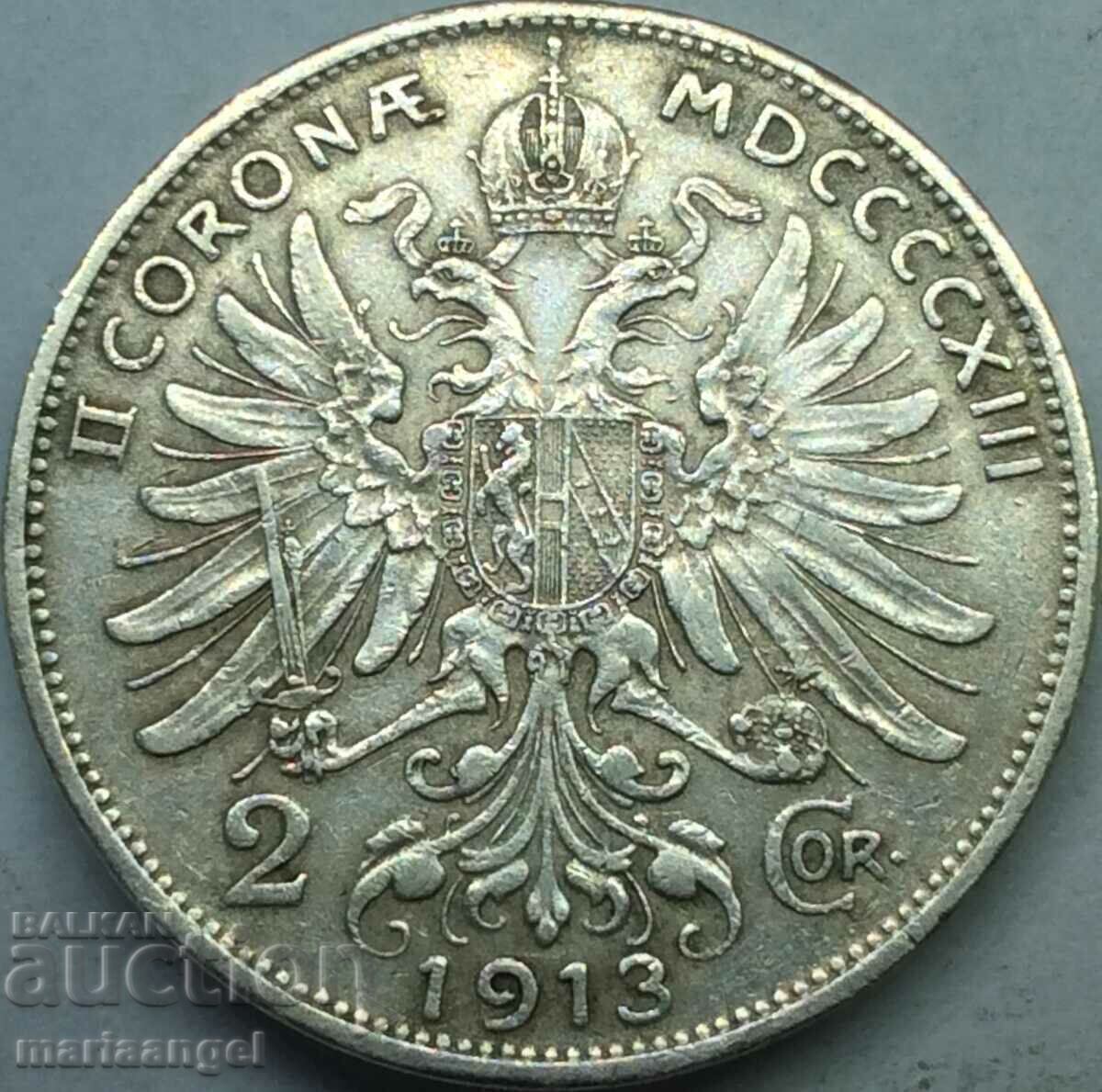 Auction 2 crowns 1913 Austria Franz Joseph I 1848-1916 silver Auction 2 crowns 1913 Austria Franz Joseph I 1848-1916 silver