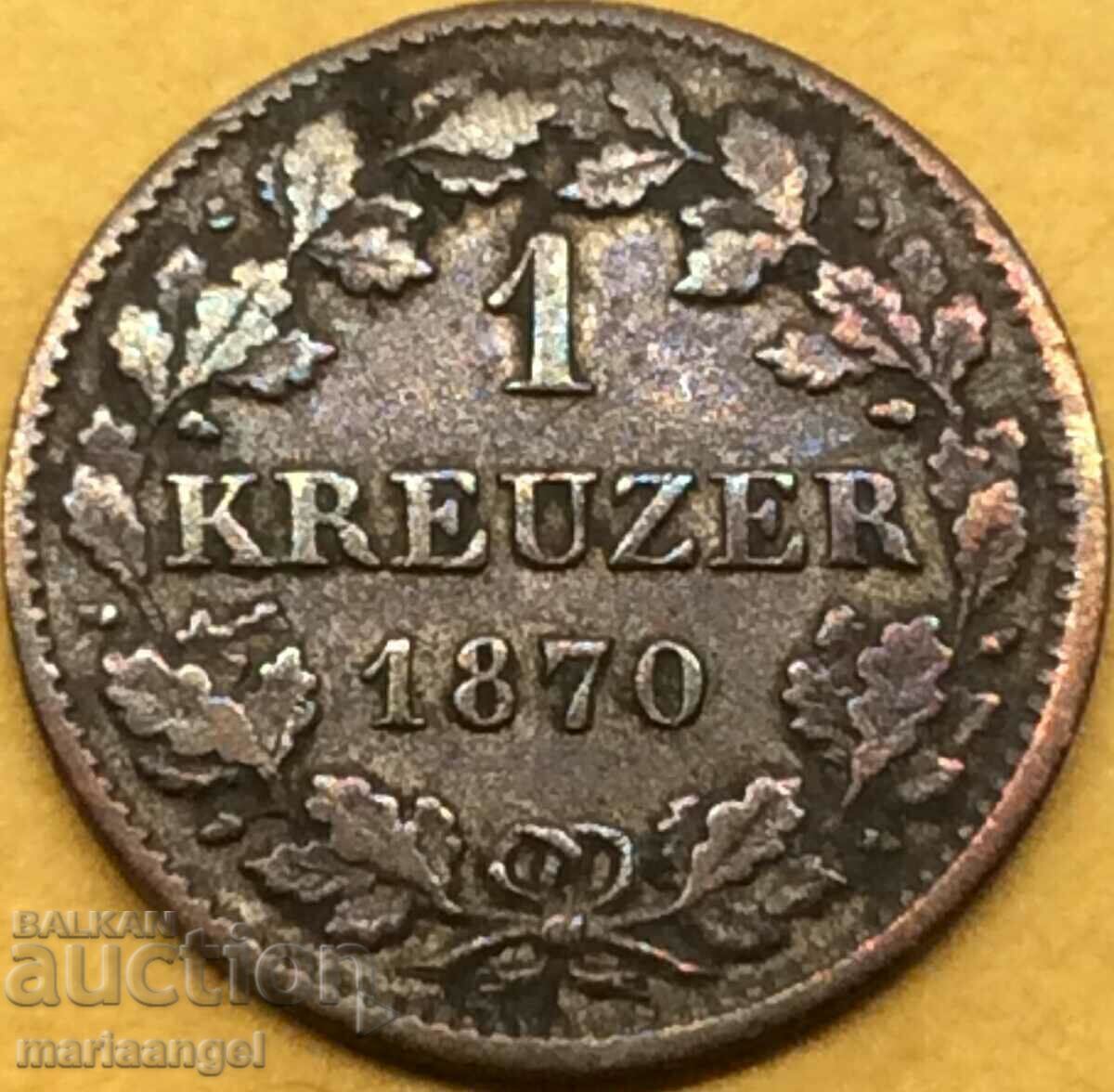 Delivery of 1 Kreuzer 1870 Hessen Germany silver