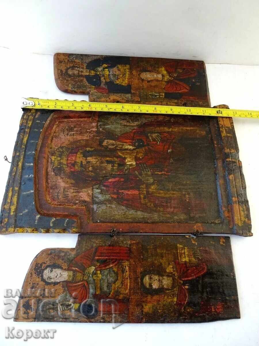 Old Orthodox painted icon - triptych 2 - 7 Old Orthodox painted icon - triptych 2 - 7