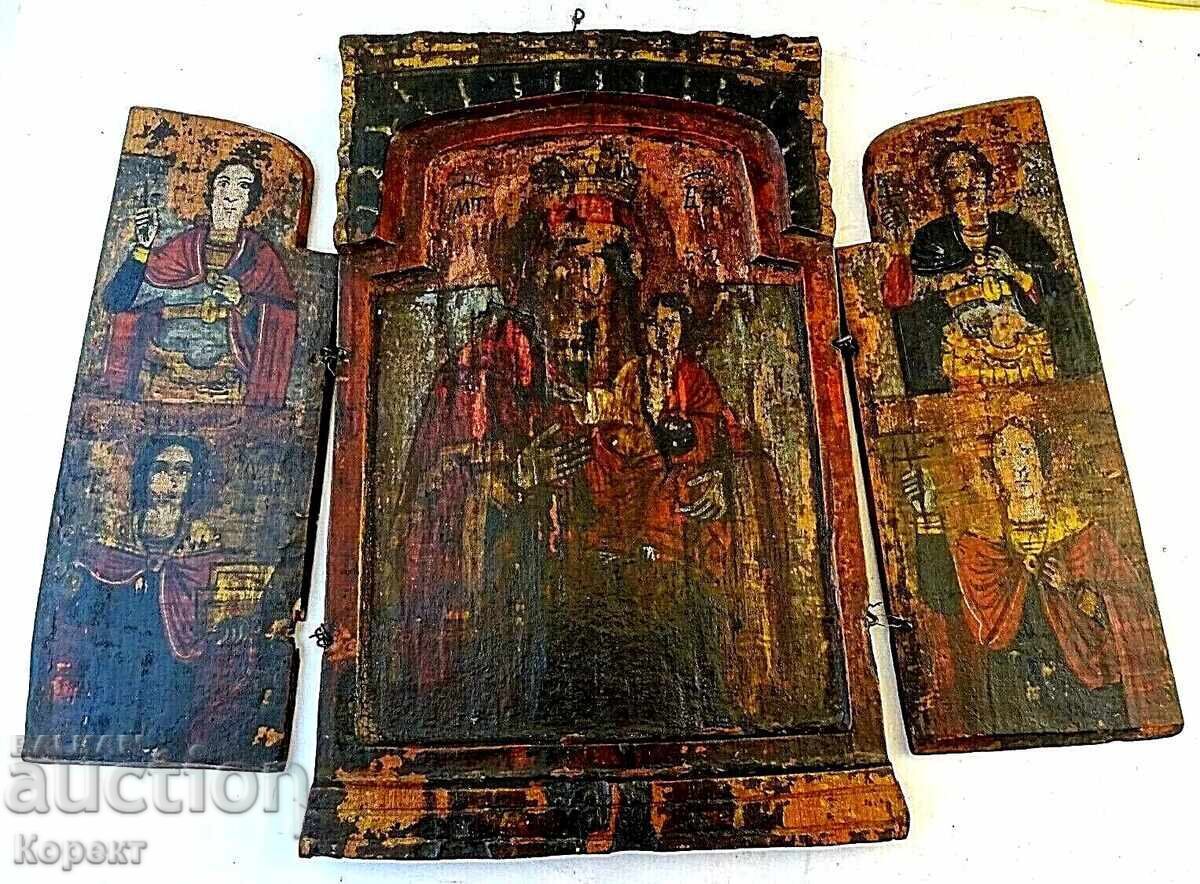 Old Orthodox painted icon - triptych 2 Old Orthodox painted icon - triptych 2