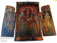 Veche icoană ortodoxă pictată - triptic 2