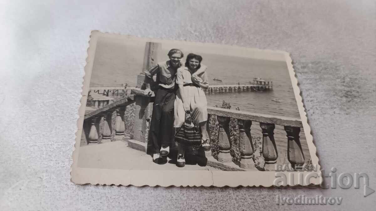 Photo Burgas Man and woman on stairs in the Sea Garden 1946