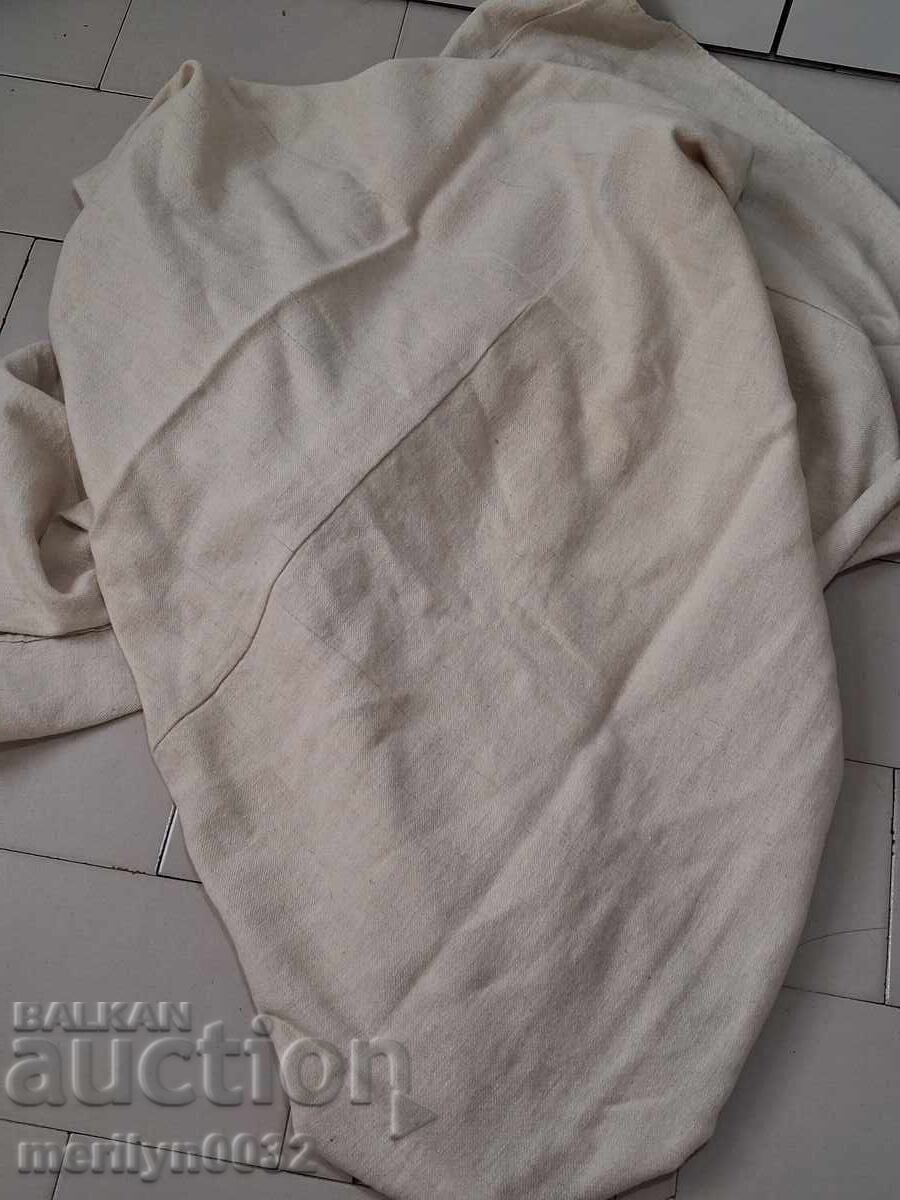 Staro χειροποίητο μάλλινο υφαντό πάπλωμα λευκό φανέλα 2.2/1.85 μέτρα - 6