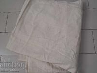 Pătură veche țesută manual, stofă albă de lână 2.2/1.85 metri