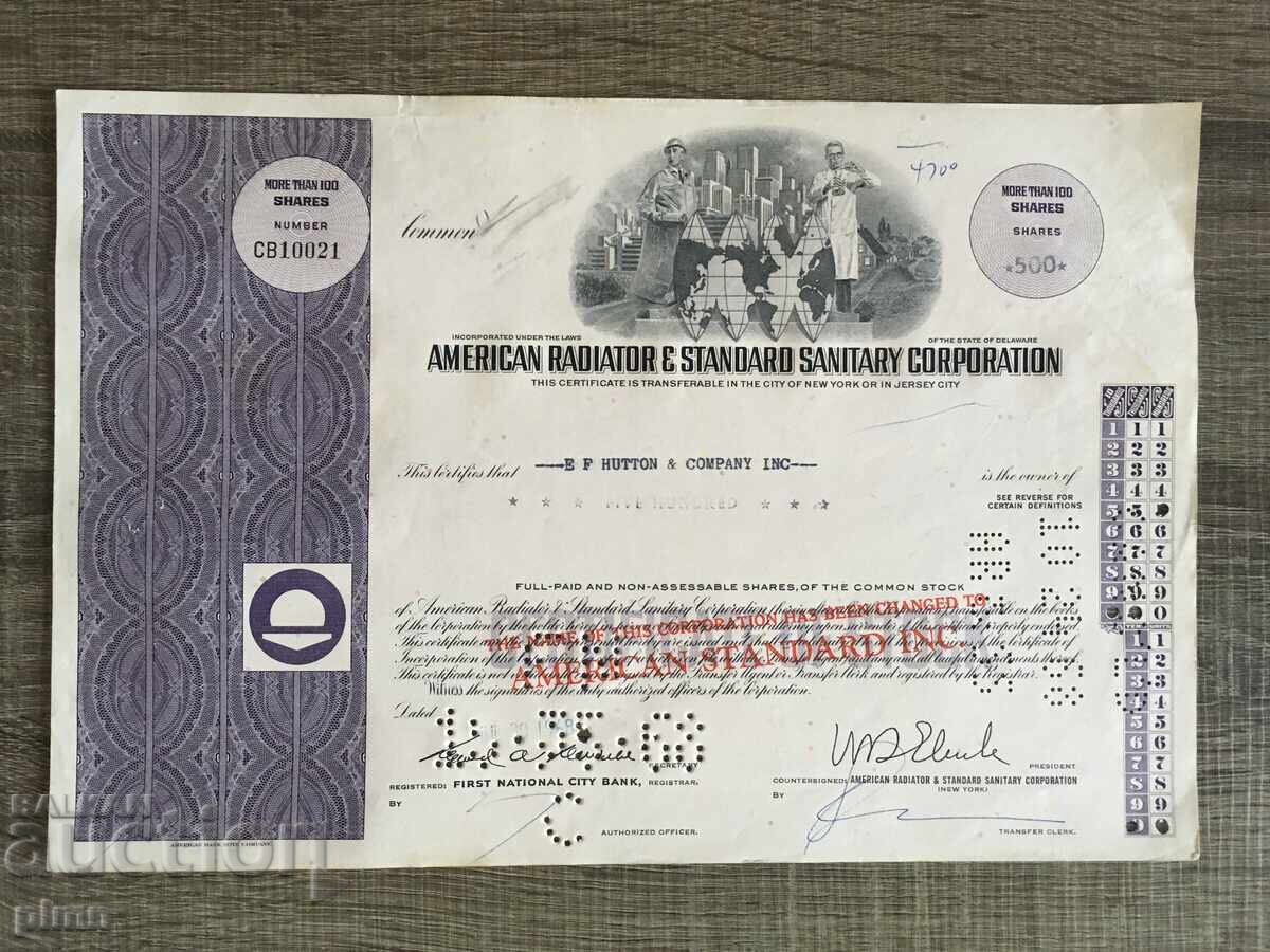 Certificat de Acțiune SUA Certificat de Acțiune SUA