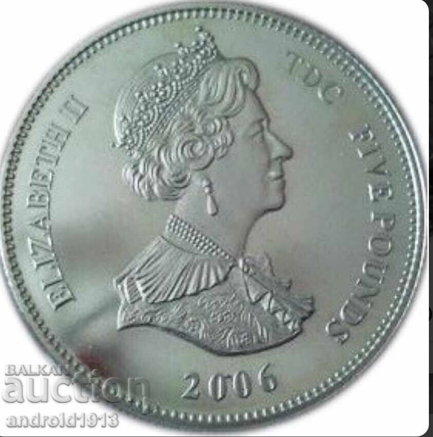 Licitație TRISTAN DA CUNHA - 5 LIRE 2006, JUBILIARĂ, UNC Licitație TRISTAN DA CUNHA - 5 LIRE 2006, JUBILIARĂ, UNC