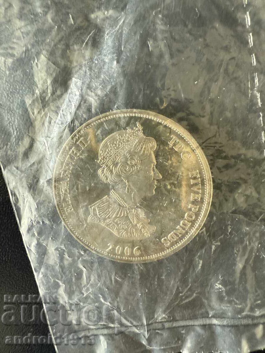 TRISTAN DA CUNHA - 5 LIRE 2006, JUBILIARĂ, UNC TRISTAN DA CUNHA - 5 LIRE 2006, JUBILIARĂ, UNC