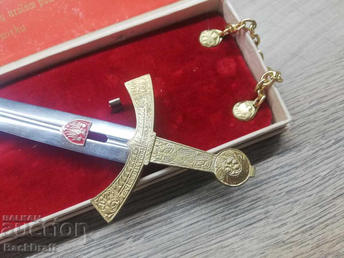 Livrarea Vechi Cuțit Poștal Polonez Placat cu Aur, Replică a Sabiei Szczerbiec