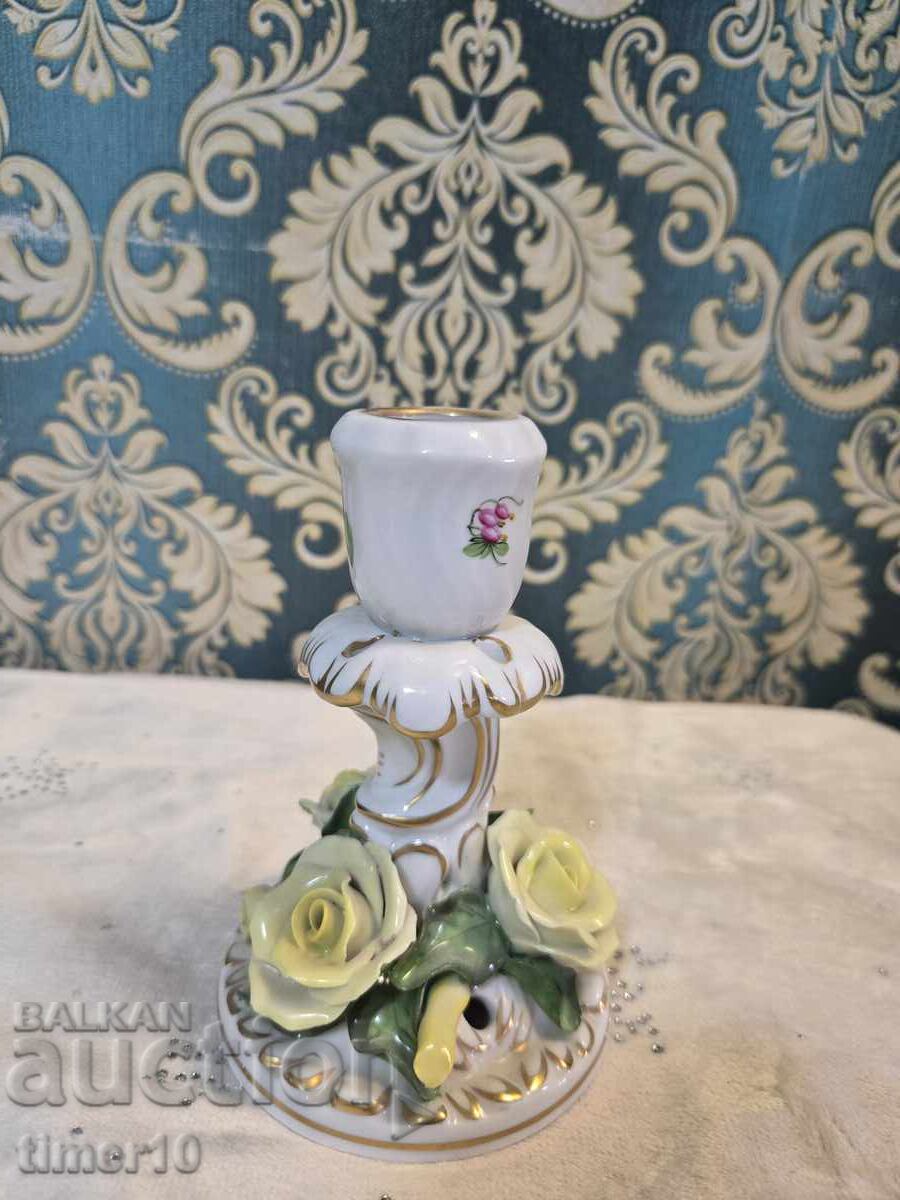 Livrarea Sfeșnic Herend Ungaria "Trei trandafiri" pictat manual