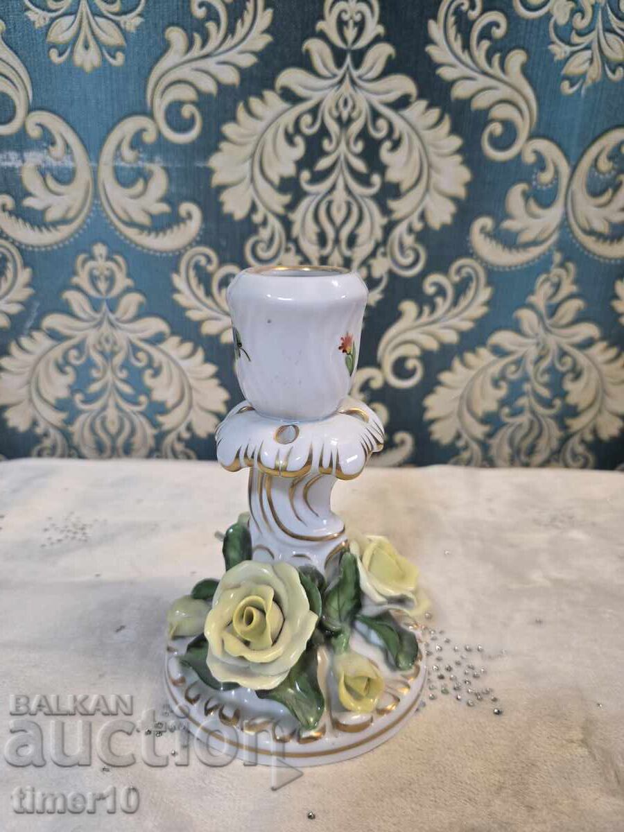 Sfeșnic Herend Ungaria "Trei trandafiri" pictat manual