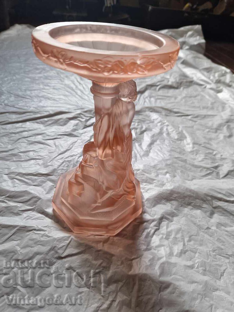 Статуетка Свещник 30те Жена Полупрозрачен Сатен с цена 120.00 лв. | € 61.36