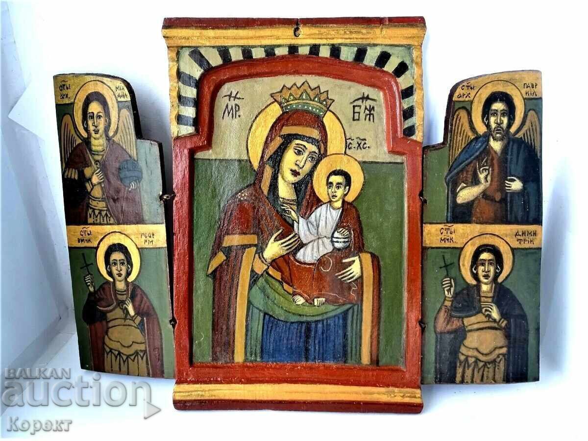 Icoană ortodoxă pictată - triptic 3