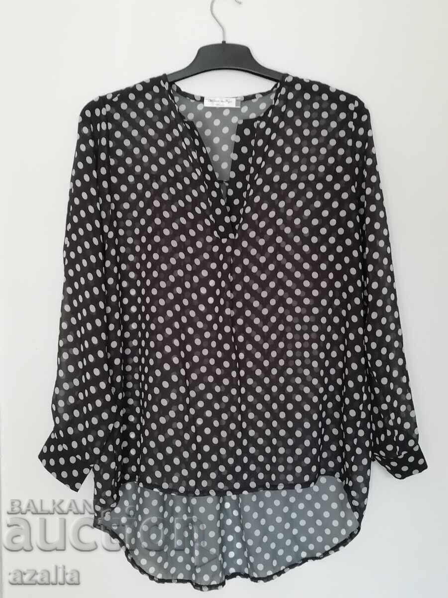 Chiffon tunic, black with white polka dots Chiffon tunic, black with white polka dots