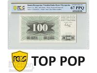 Bosnia și Herțegovina 100 Dinari 1992 Pick 13a PCGS Superb Gem