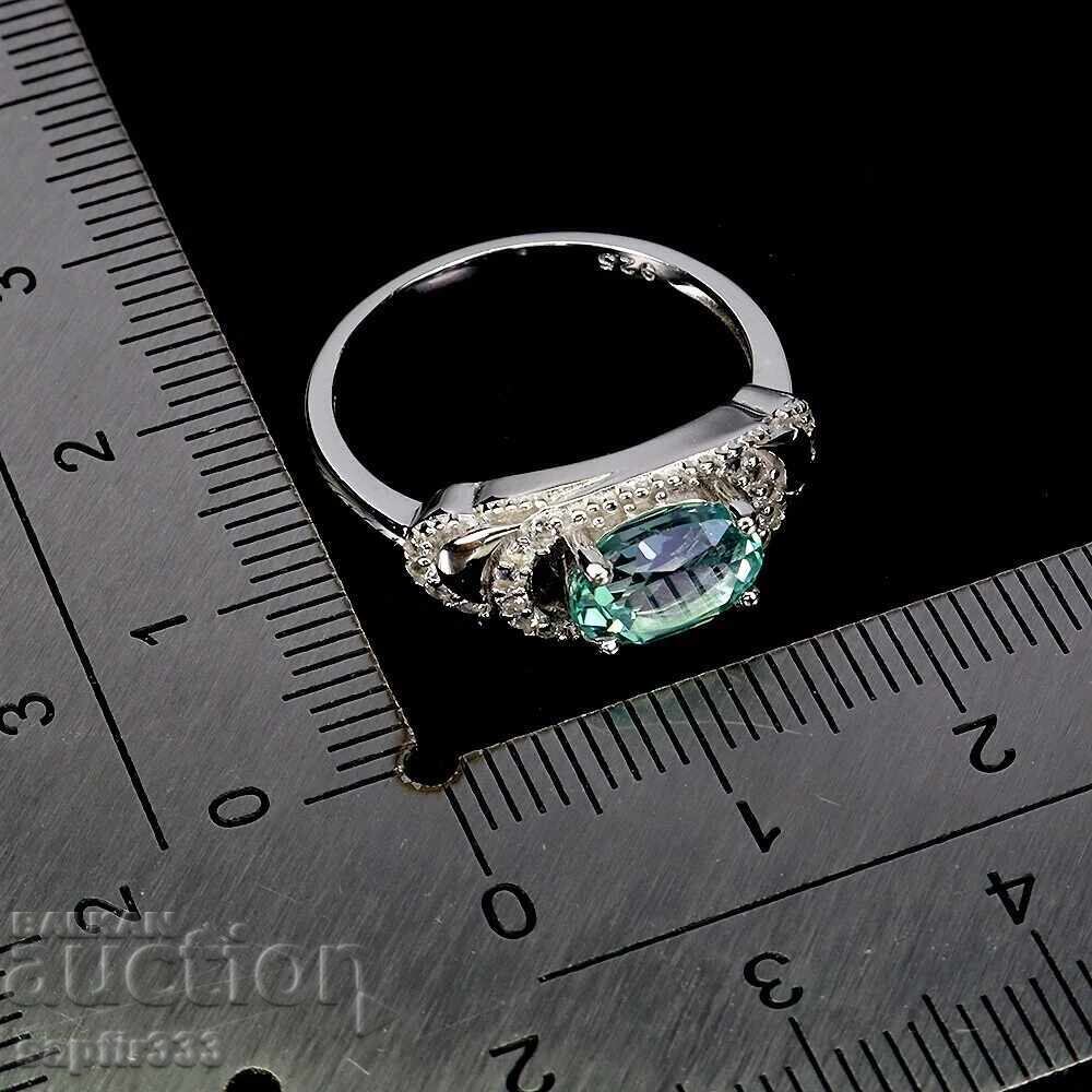 Δημοπρασία Κομψό δαχτυλίδι με φυσικά πράσινα και λευκά τοπάζια