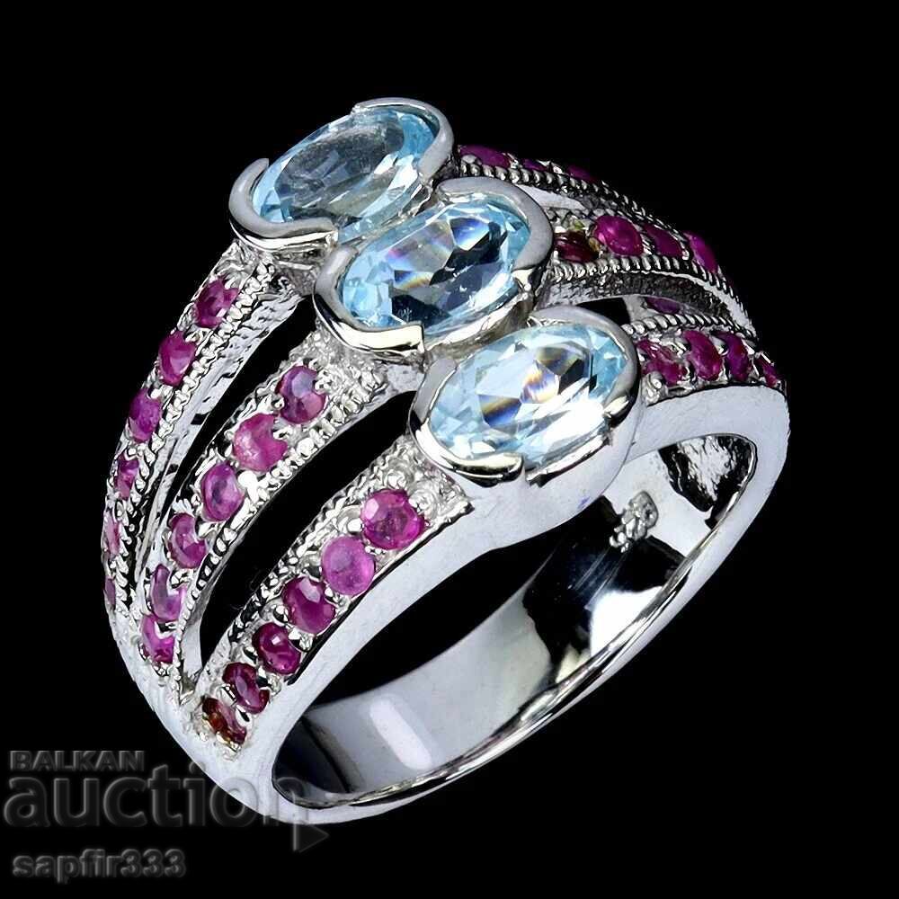 ΜΟΝΑΔΙΚΟ ΣΧΕΔΙΑΣΤΙΚΟ ΔΑΧΤΥΛΙΔΙ ΜΕ ΑΚΟΥΑΜΑΡΙΝΙ ΚΑΙ ΡΟΥΜΠΙΝΙΑ με τιμή 302.00 BGN | € 154.41